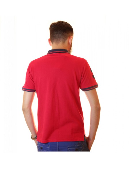 tricou polo bumbac rosu gulere