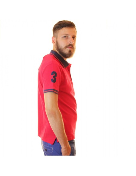 tricou polo bumbac rosu gulere