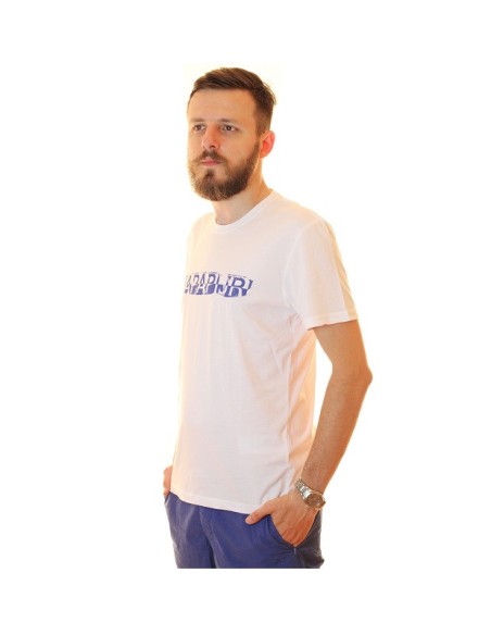 tricou alb din bumbac napapijri