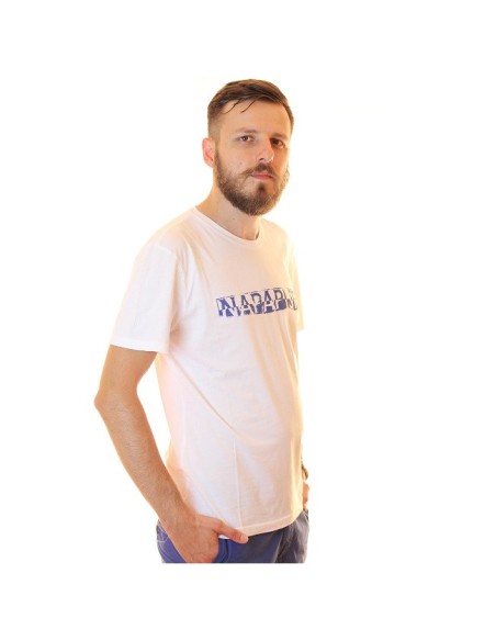 tricou alb din bumbac napapijri